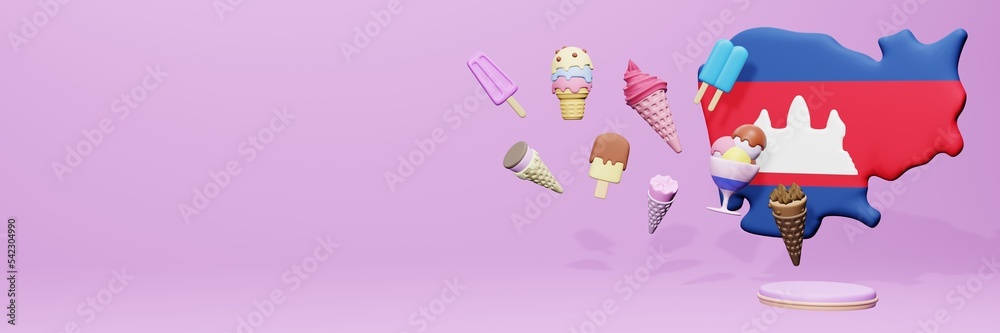 3d rendering of ice cream consumption in Cambodia for social media content