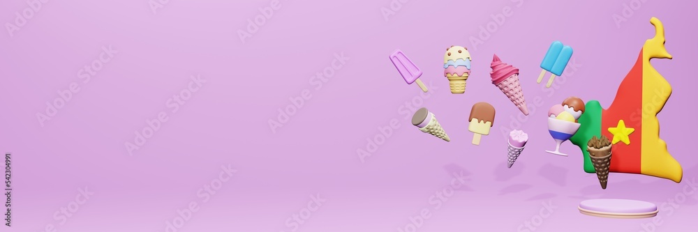 3d rendering of ice cream consumption in Cameroon for social media content
