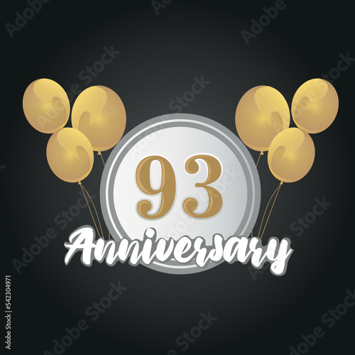 Happy 93rd anniversary balloons greeting card background. balloons greeting card background vector design