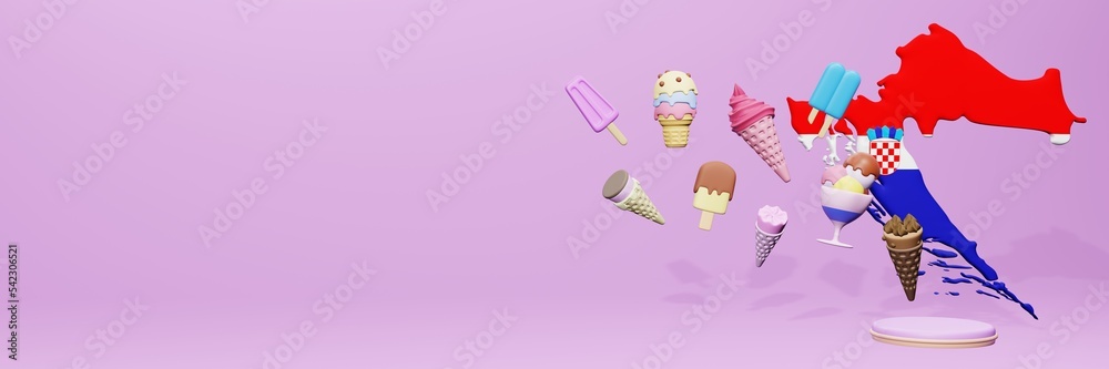 3d rendering of ice cream consumption in Croatia for social media content