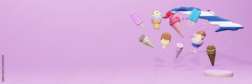 3d rendering of ice cream consumption in Cuba for social media content