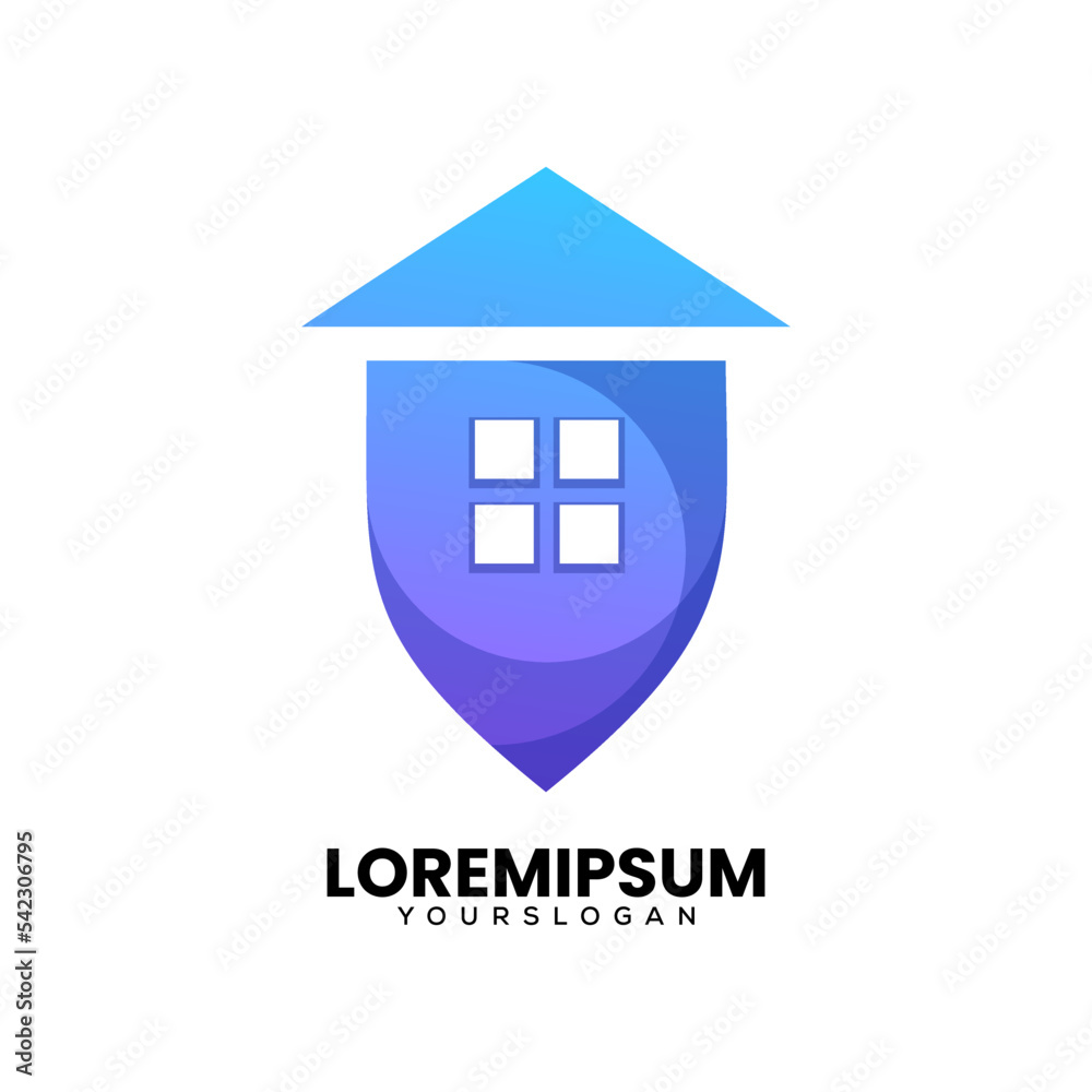 modern home shield gradient logo design modern home shield gradient logo design