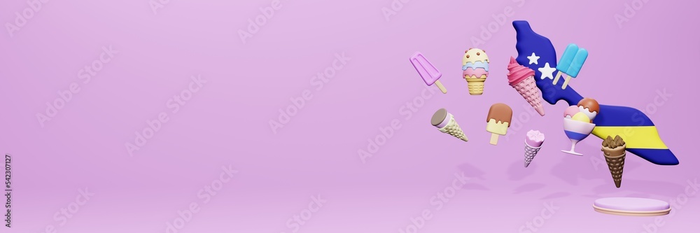 3d rendering of ice cream consumption in Curacao for social media content