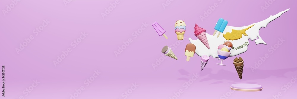 3d rendering of ice cream consumption in Cyprus for social media content
