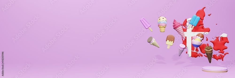 3d rendering of ice cream consumption in Denmark for social media content