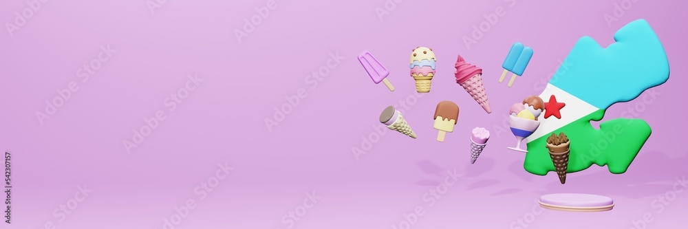 3d rendering of ice cream consumption in Djibouti for social media content
