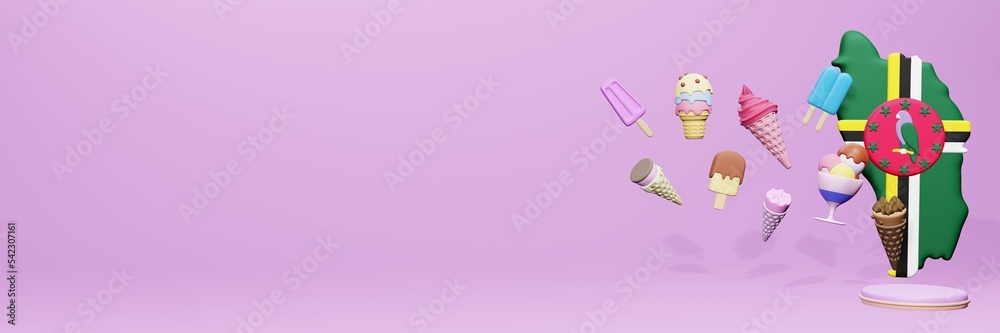 3d rendering of ice cream consumption in Dominica for social media content