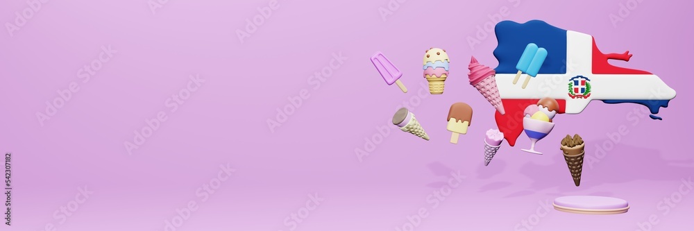 3d rendering of ice cream consumption in Dominican Republic for social media content