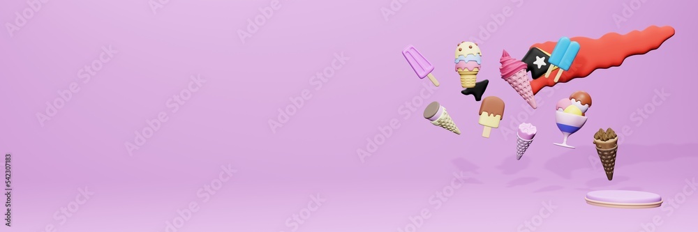 3d rendering of ice cream consumption in East Timor for social media content