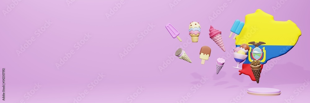 3d rendering of ice cream consumption in Equador for social media content