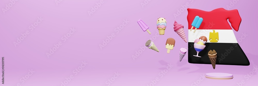 3d rendering of ice cream consumption in Agypt for social media content