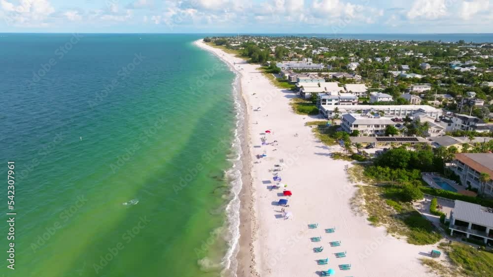 Overhead drone view of Anna Maria Island along the Gulf of Mexico.