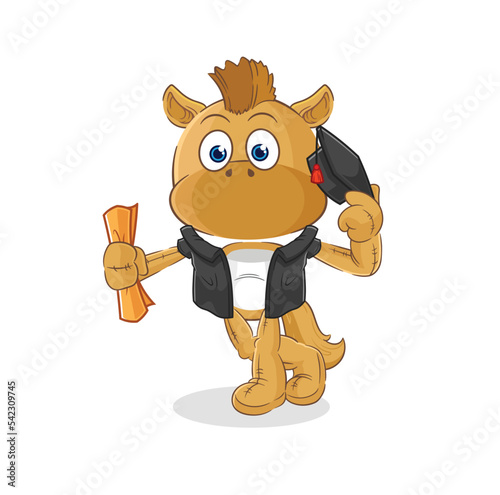 horse graduation vector. cartoon character