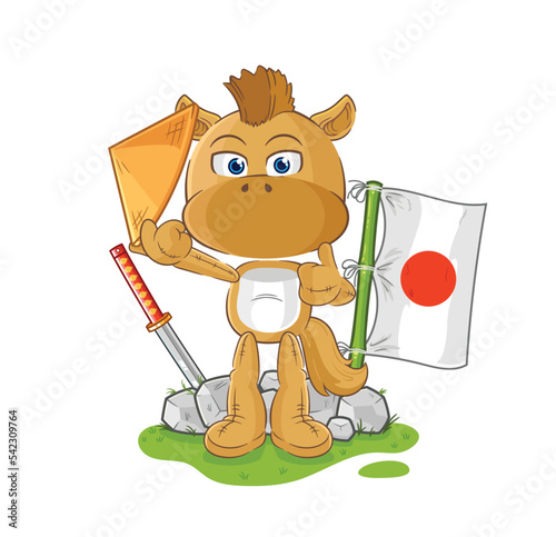 horse japanese vector. cartoon character