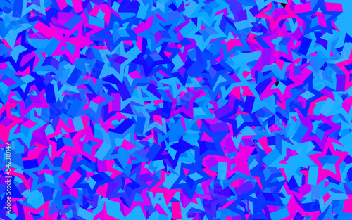 Dark Pink, Blue vector template with sky stars.