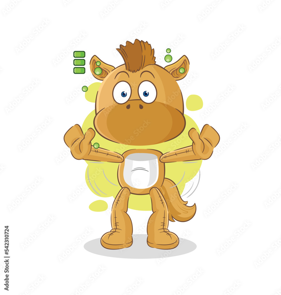 Fototapeta premium horse full battery character. cartoon mascot vector