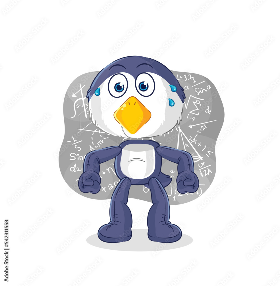Obraz premium penguin thinking hard vector. cartoon character