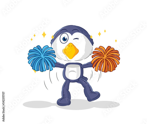 penguin cheerleader cartoon. cartoon mascot vector photo