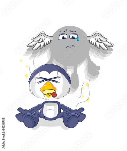 penguin spirit leaves the body mascot. cartoon vector