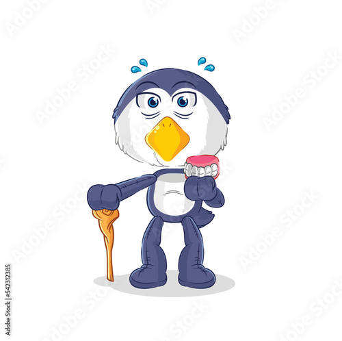 penguin white haired old man. character vector