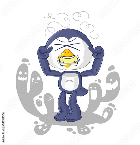 depressed penguin character. cartoon vector