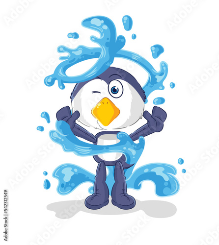 penguin fresh with water mascot. cartoon vector © dataimasu