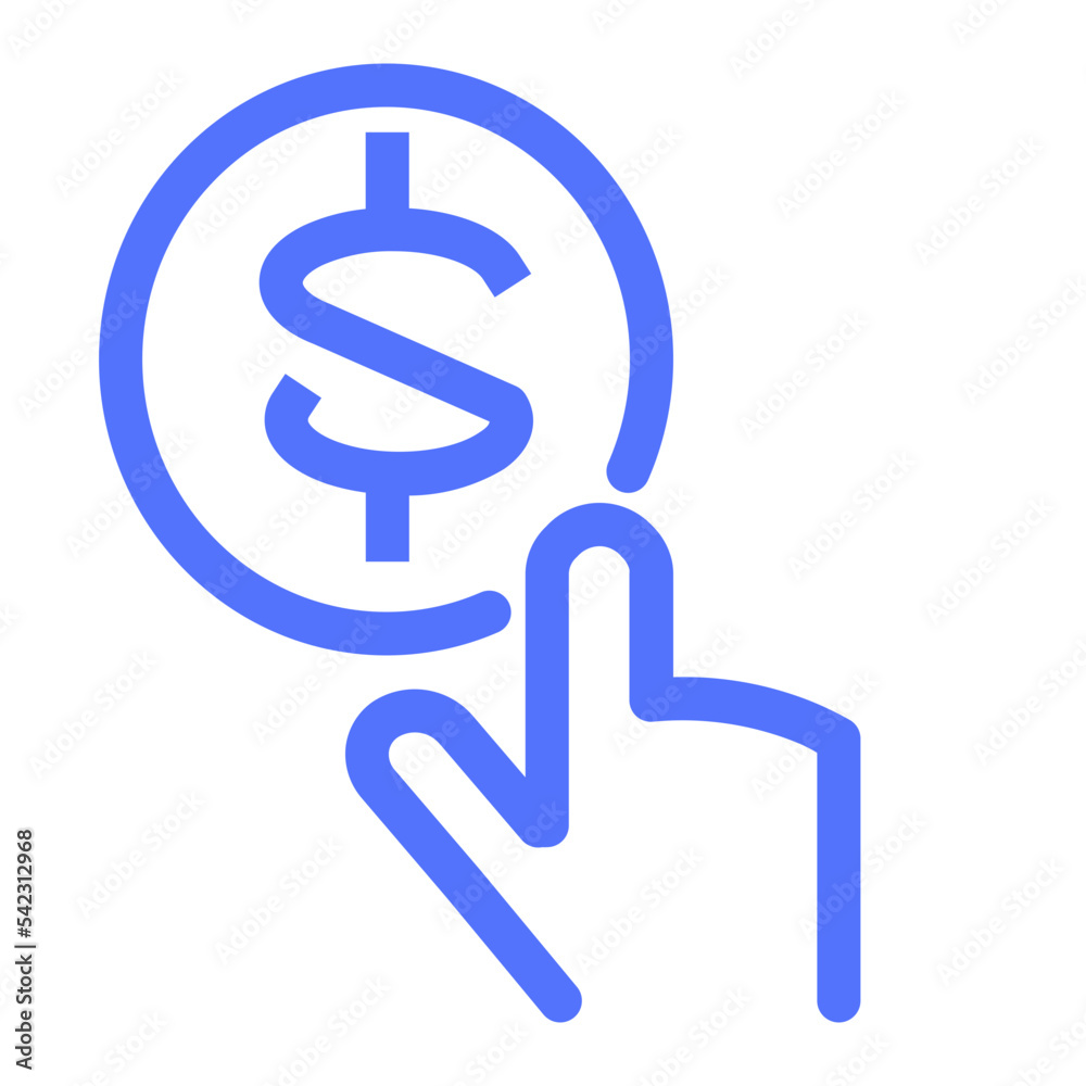 hand money dollar click pay payment line icon hand money dollar click pay payment line icon