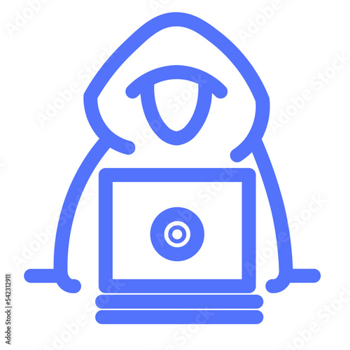 hacker hacking hack cyber crime laptop line icon