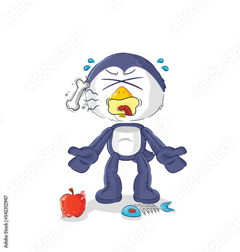 penguin burp mascot. cartoon vector