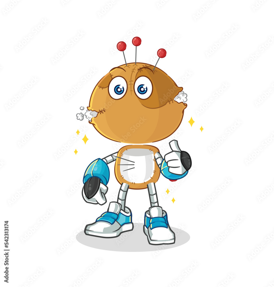 voodoo doll robot character. cartoon mascot vector voodoo doll robot character. cartoon mascot vector