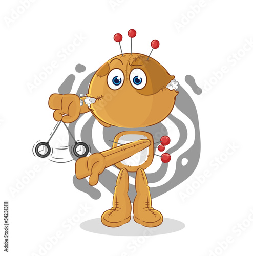 voodoo doll hypnotizing cartoon. cartoon mascot vector