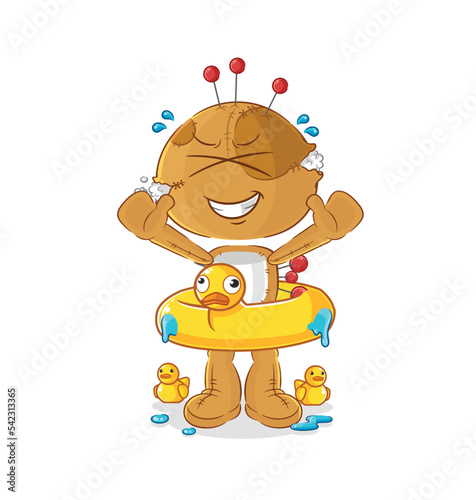 voodoo doll with duck buoy cartoon. cartoon mascot vector
