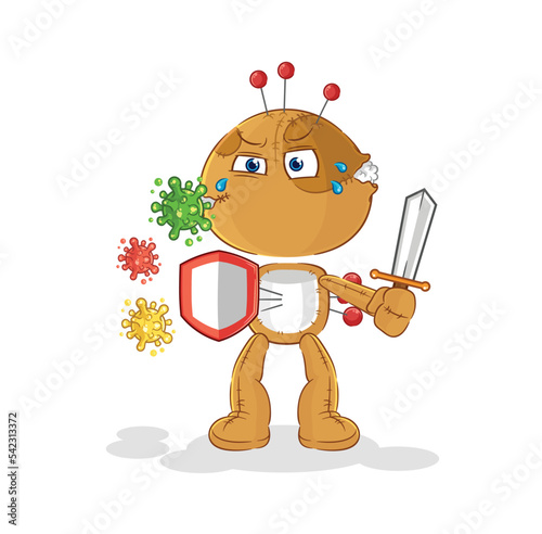 voodoo doll against viruses cartoon. cartoon mascot vector