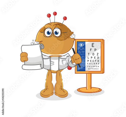 voodoo doll oculist cartoon. cartoon mascot vector