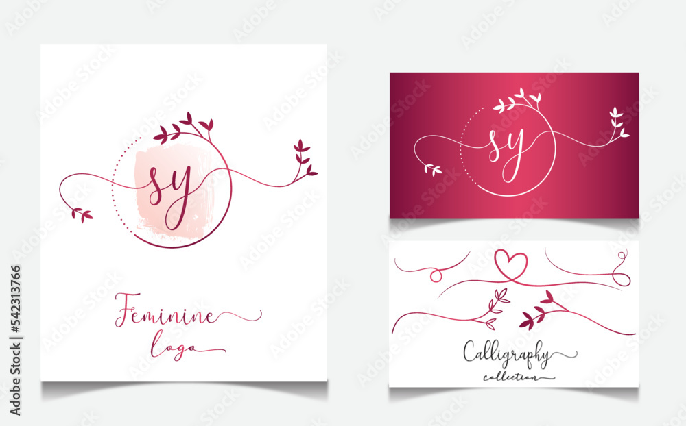 Luxury sy feminine logo design with business card template Luxury sy feminine logo design with business card template