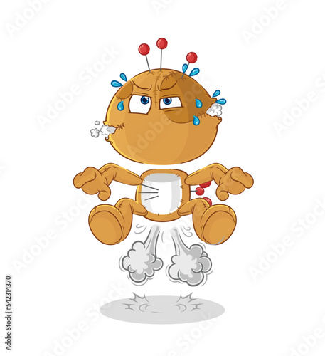 voodoo doll fart jumping illustration. character vector