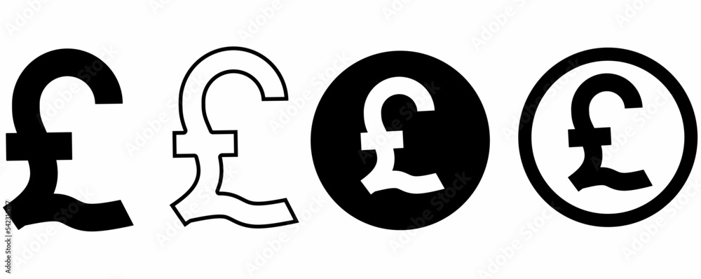 poundsterling icon set isolated on white background poundsterling icon set isolated on white background