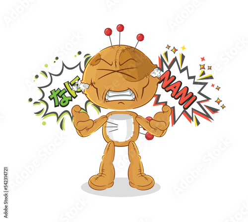 voodoo doll anime angry vector. cartoon character