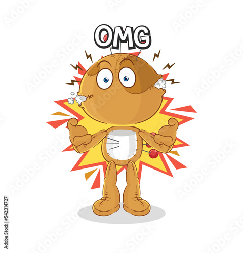 voodoo doll Oh my God vector. cartoon character