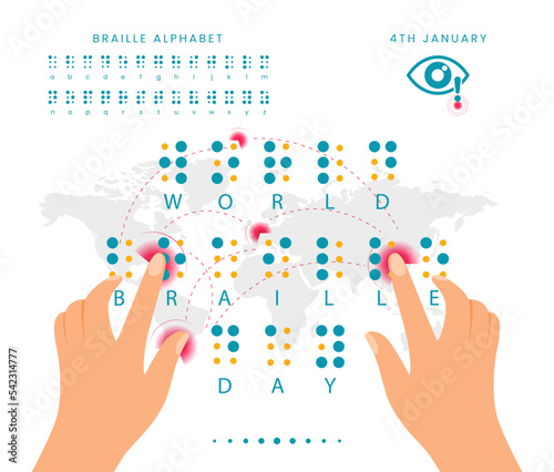 World Braille Day, vector illustration messages in the Braille alphabet