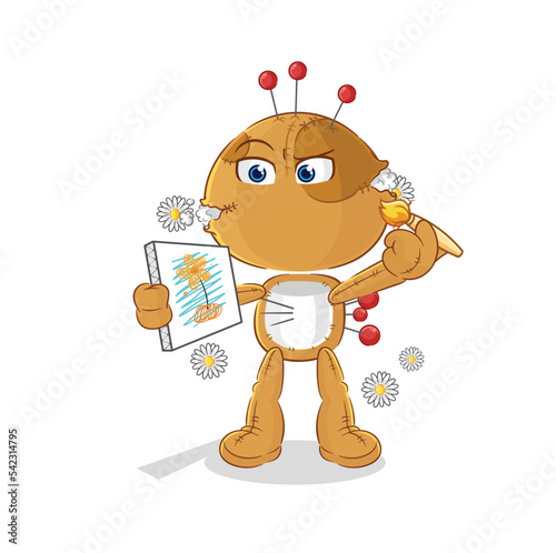 voodoo doll traditional painter cartoon character vector