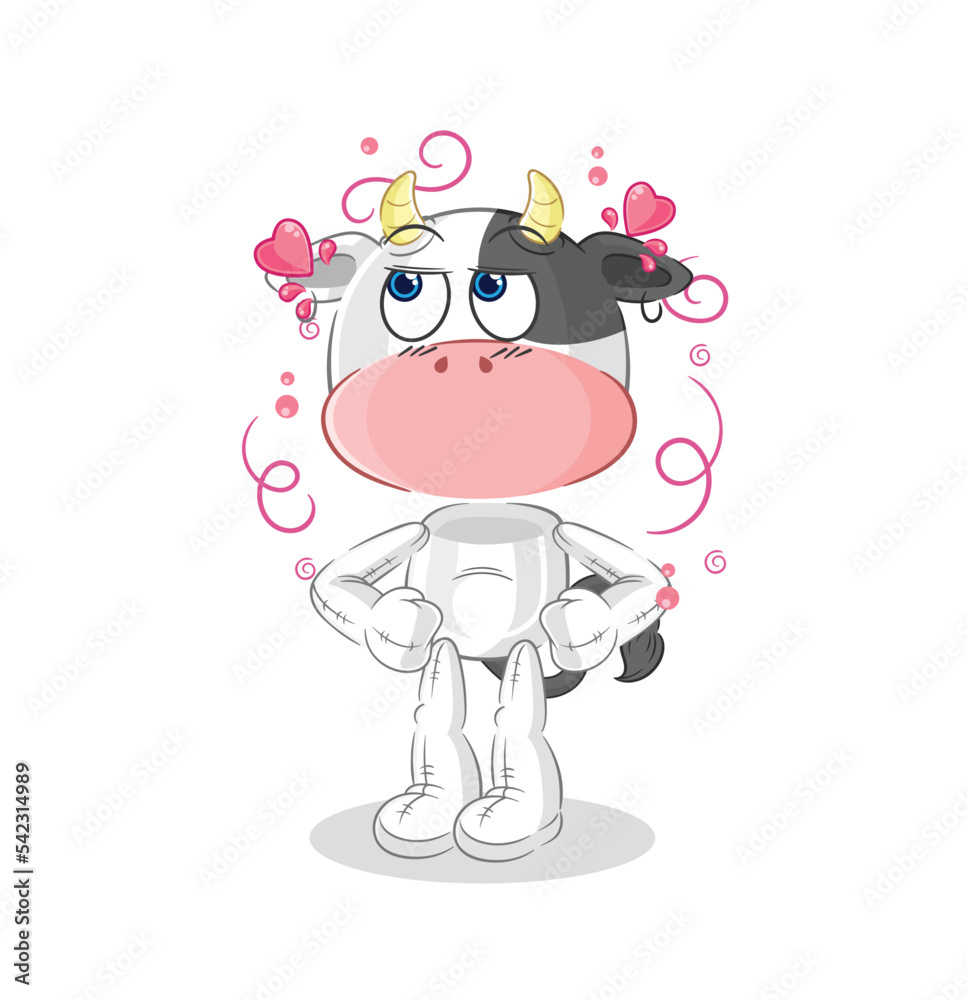 cow shy vector. cartoon character