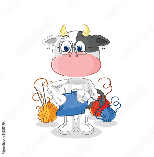 cow tailor mascot. cartoon vector