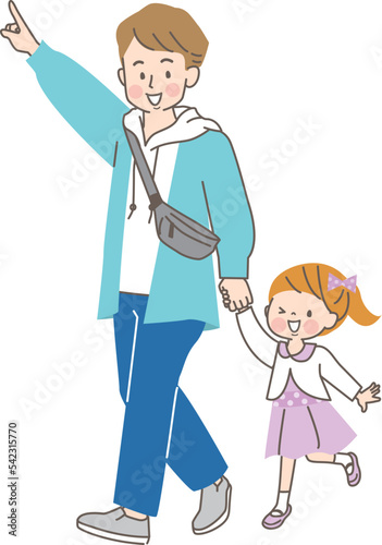 買い物に行く親子のベクターイラスト素材