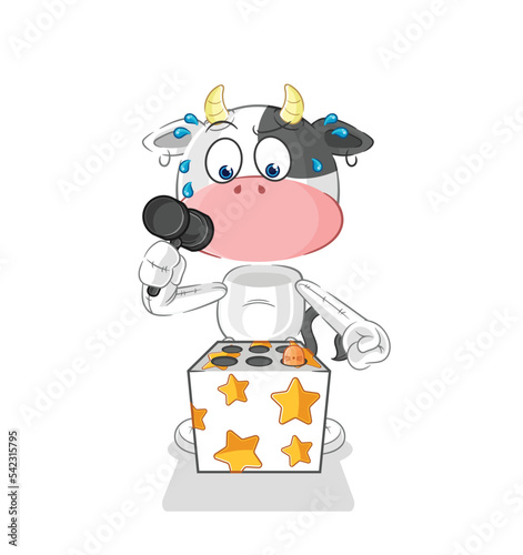 cow play whack a mole mascot. cartoon vector