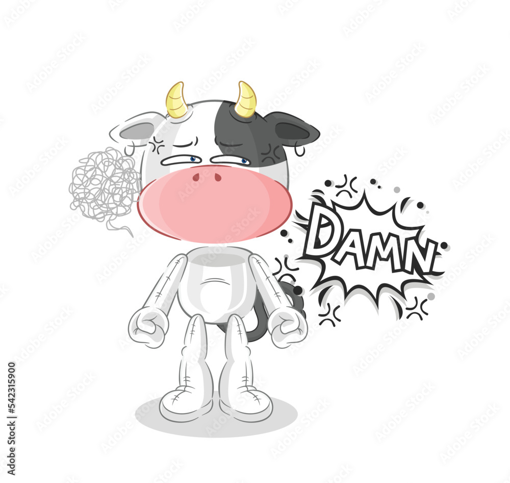 cow very pissed off illustration. character vector cow very pissed off illustration. character vector