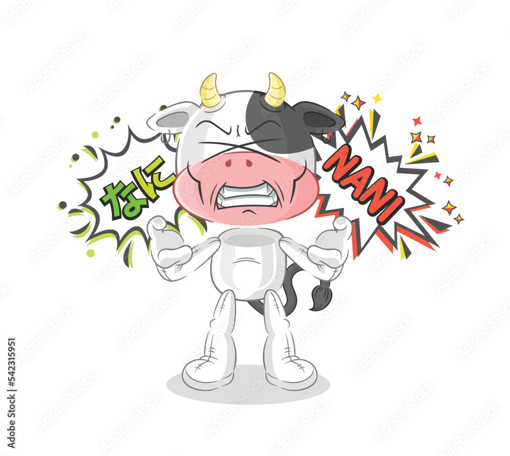 Naklejka premium cow anime angry vector. cartoon character