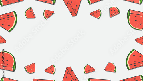 Watermelon Fruit Background Design Template. Watermelon Cartoon Vector Illustration. Nature