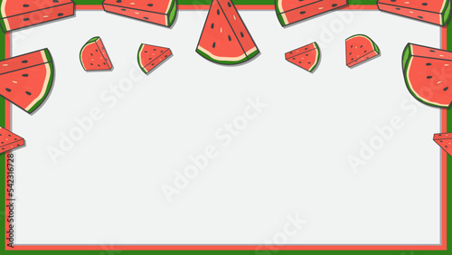 Watermelon Fruit Background Design Template. Watermelon Cartoon Vector Illustration. Watermelon Fruit