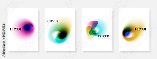 Set of cover design with colorful abstract gradient shapes. Minimal design for background with blurred abstract shapes.